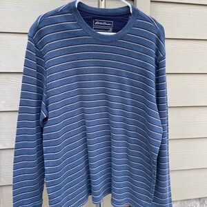 Eddie Bauer Navy and Cream Ribbed Sweater